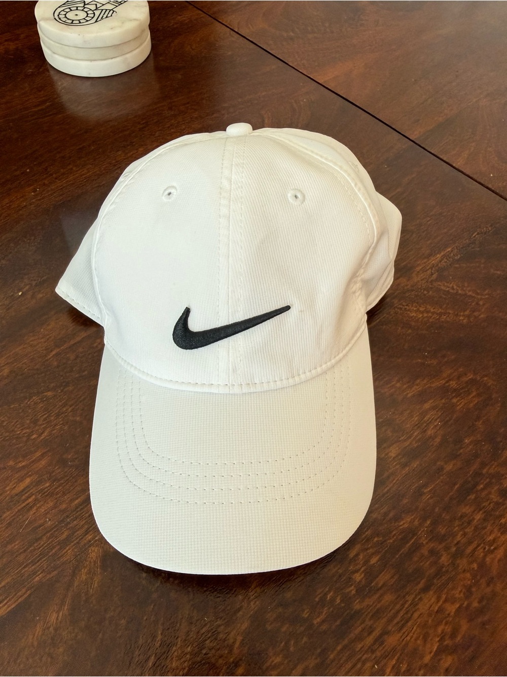 Nike White Cap with Black Swoosh Logo